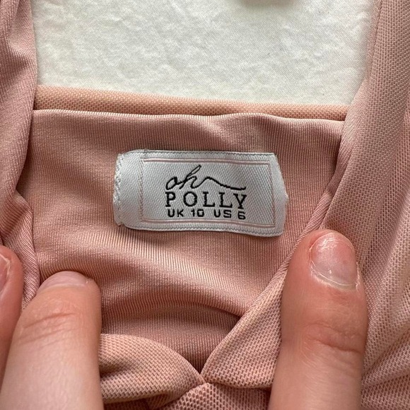 Oh Polly Rosa Cut Out Plunge Mini Dress in Blush Sz 6 - Picture 5 of 6